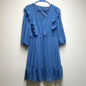 WOMENS Blue Dot Dress (L)
